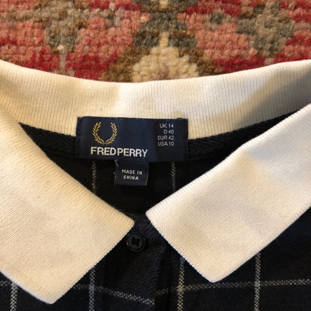 Vintage Fred Perry A-Line Tartan Polo Shirt Dress Mod Collar US 10 UK 14 - Picture 4 of 5